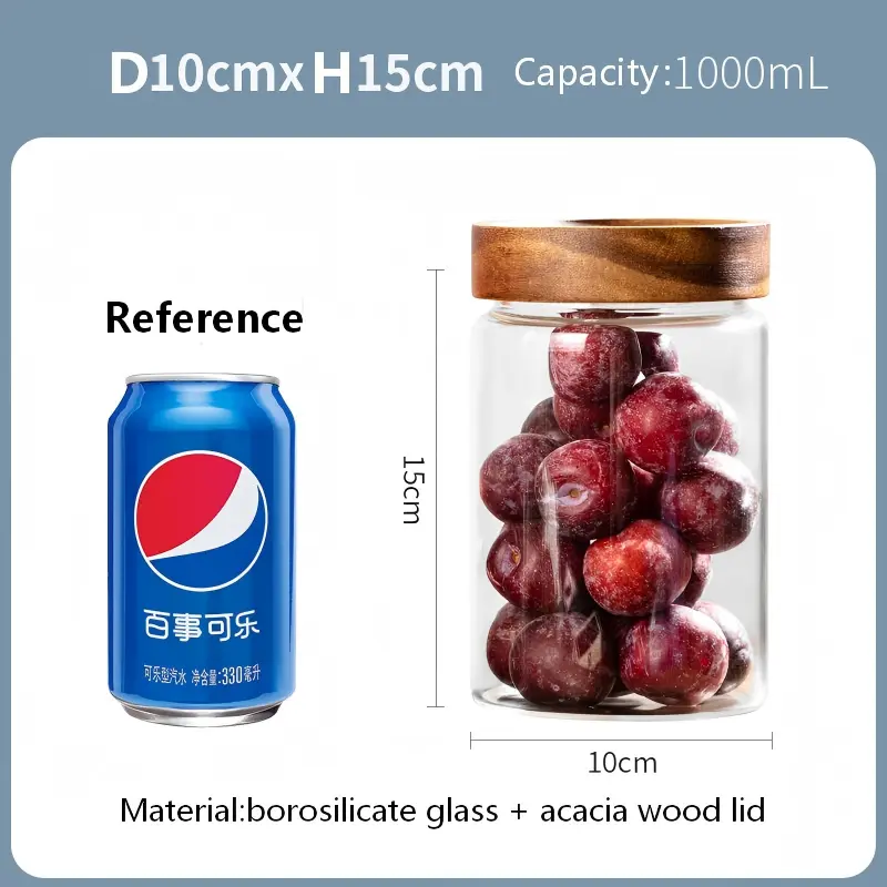 Glass Jar with screw-top acacia lid-11
