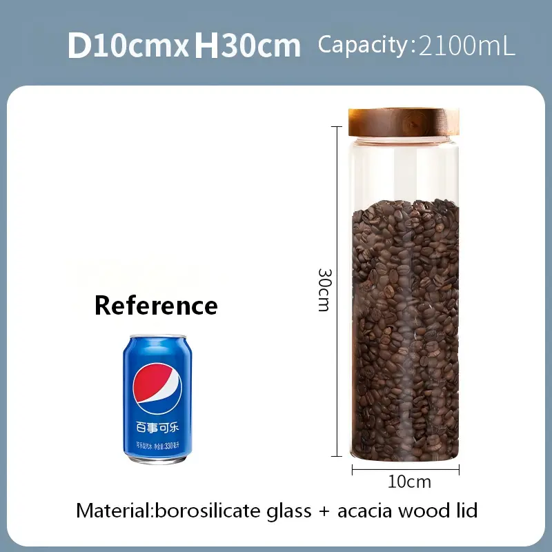 Glass Jar with screw-top acacia lid-12