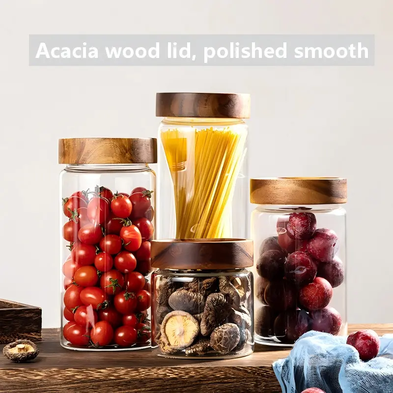 Glass Jar with screw-top acacia lid