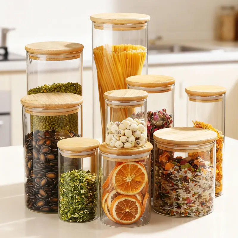 Round Glass Jar With Bamboo Lid