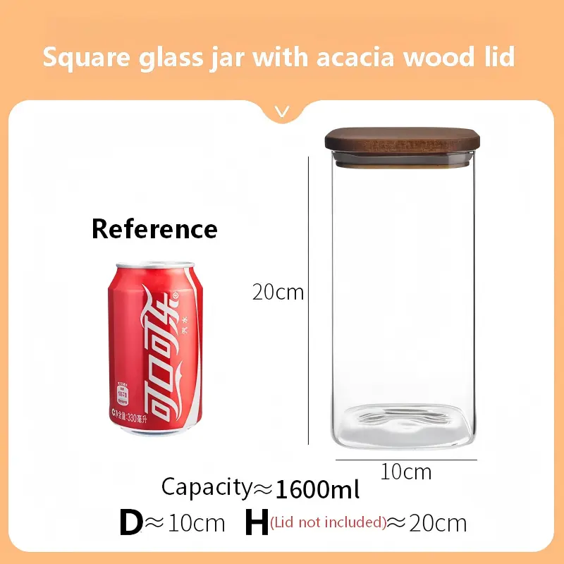 Square Jar with acacia lid-10