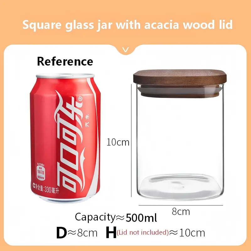 Square Jar with acacia lid-11