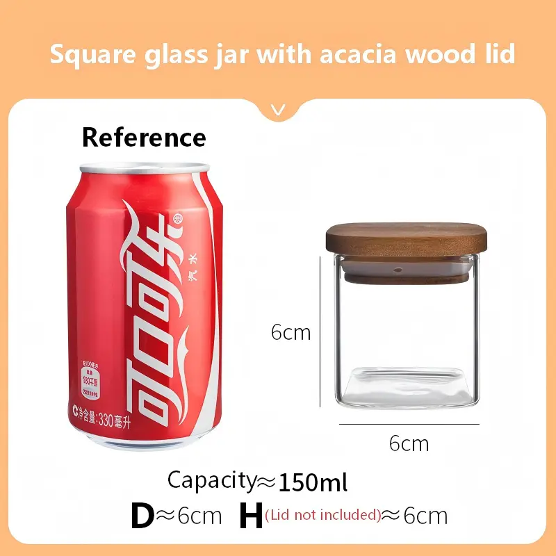 Square Jar with acacia lid-12