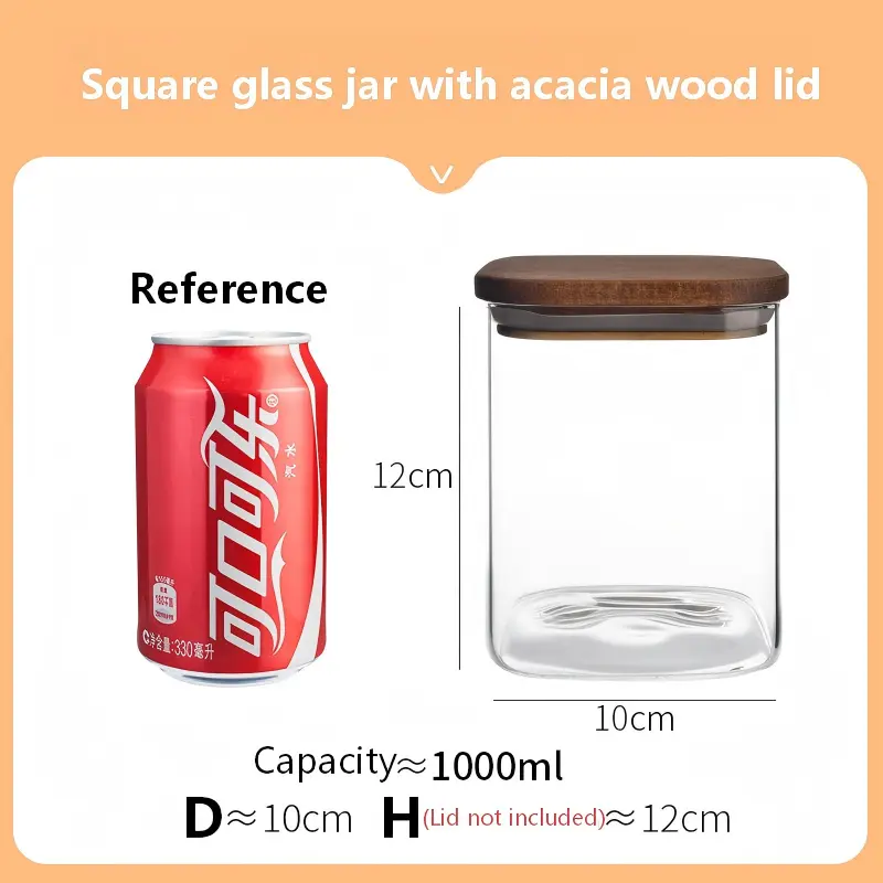 Square Jar with acacia lid-13