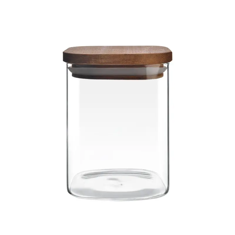 Square Jar with acacia lid -15