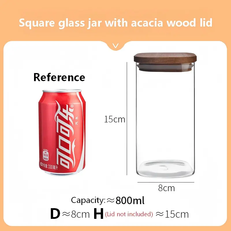Square Jar with acacia lid -16