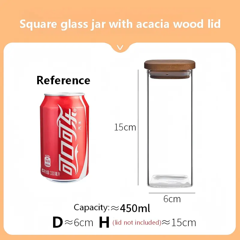 Square Jar with acacia lid -17