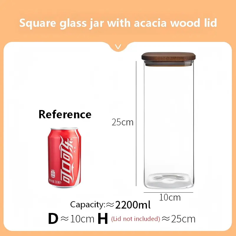 Square Jar with acacia lid -18
