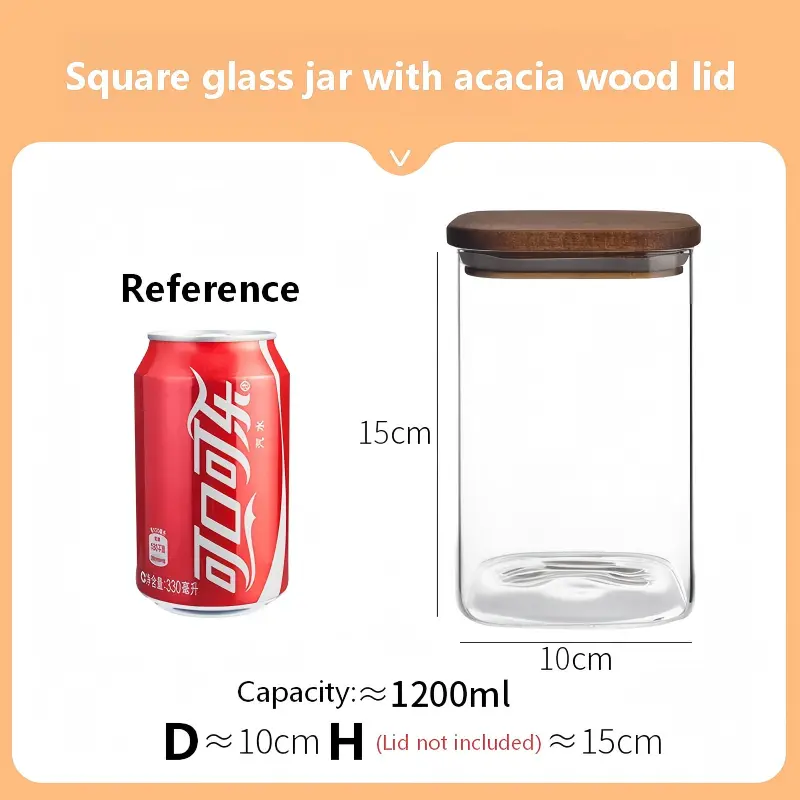 Square Jar with acacia lid -19