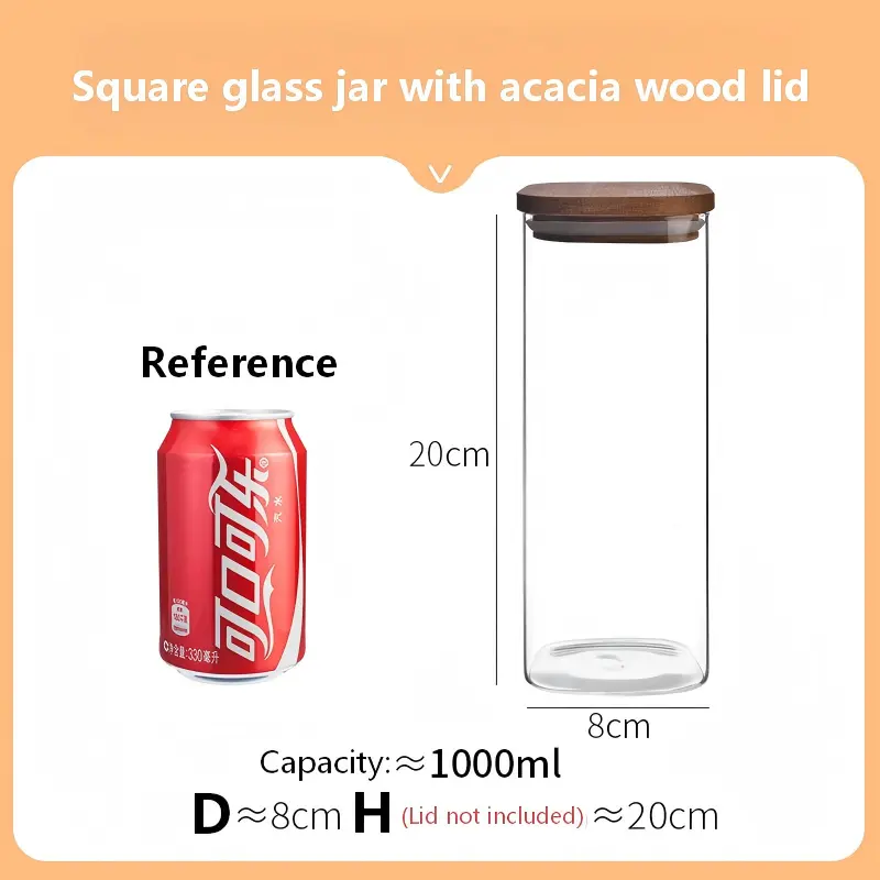 Square Jar with acacia lid -20