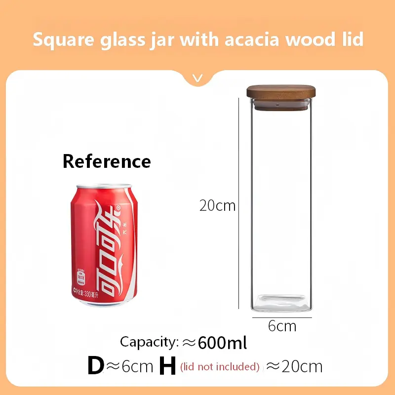 Square Jar with acacia lid -21