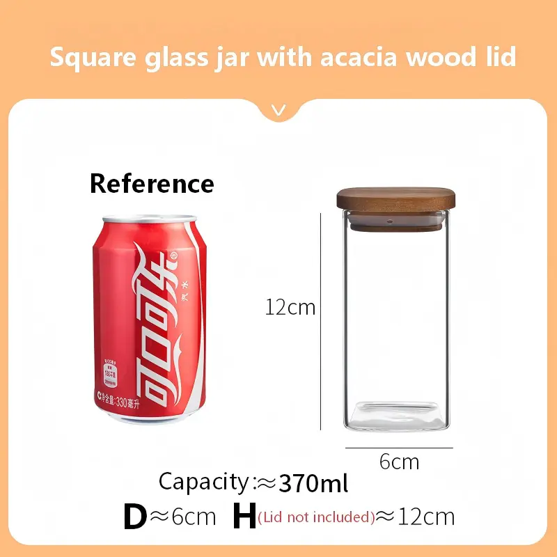 Square Jar with acacia lid-4