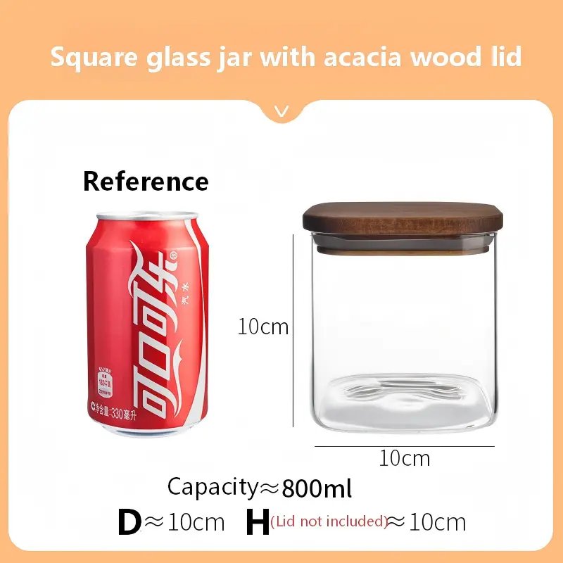 Square Jar with acacia lid-5