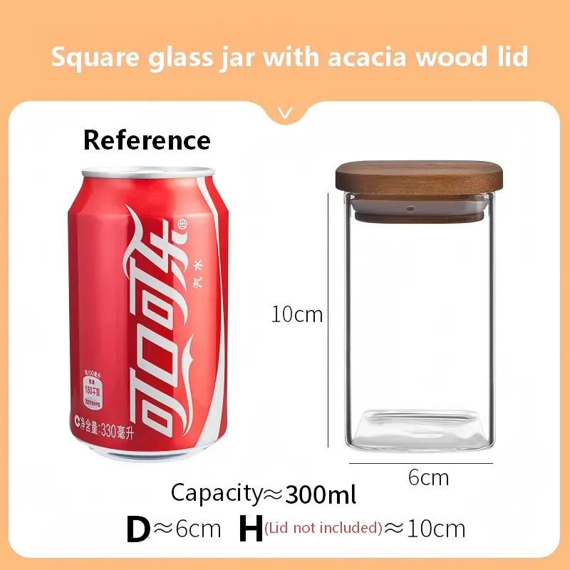 Square Jar with acacia lid-6