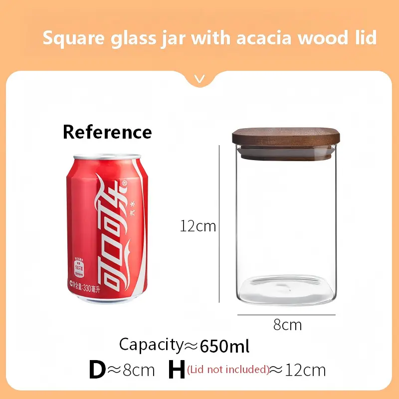Square Jar with acacia lid-7