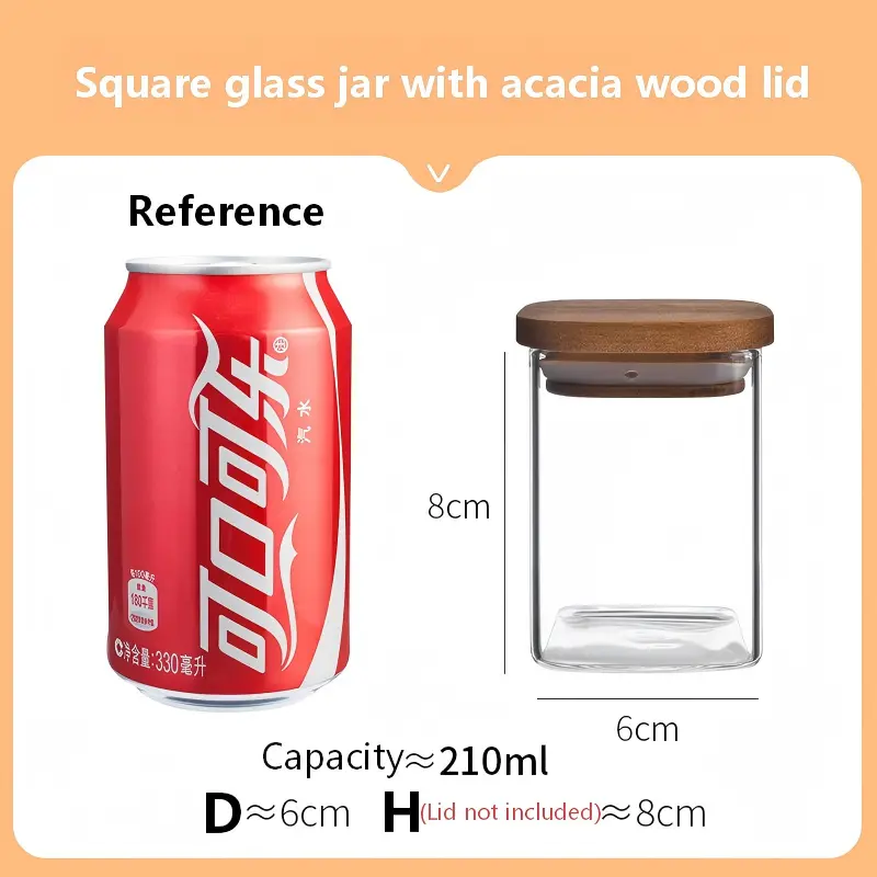 Square Jar with acacia lid-8