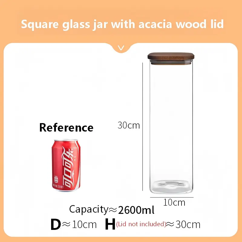 Square Jar with acacia lid-9