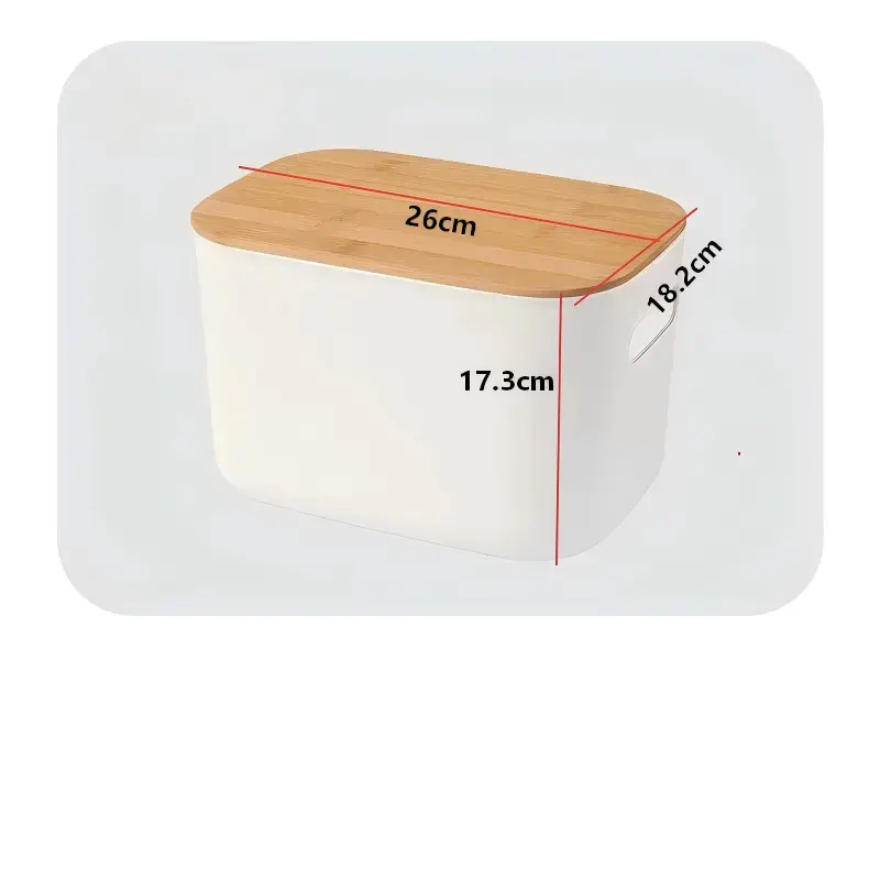 White Tub Storage Box with Bamboo Lid-10