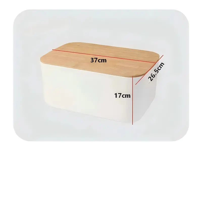 White Tub Storage Box with Bamboo Lid-11