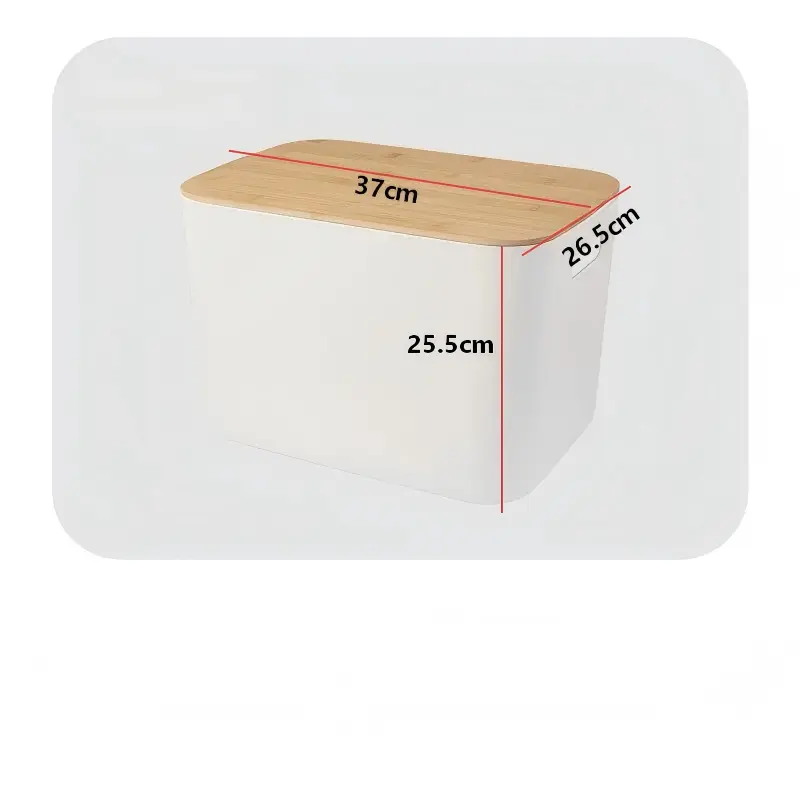 White Tub Storage Box with Bamboo Lid-12