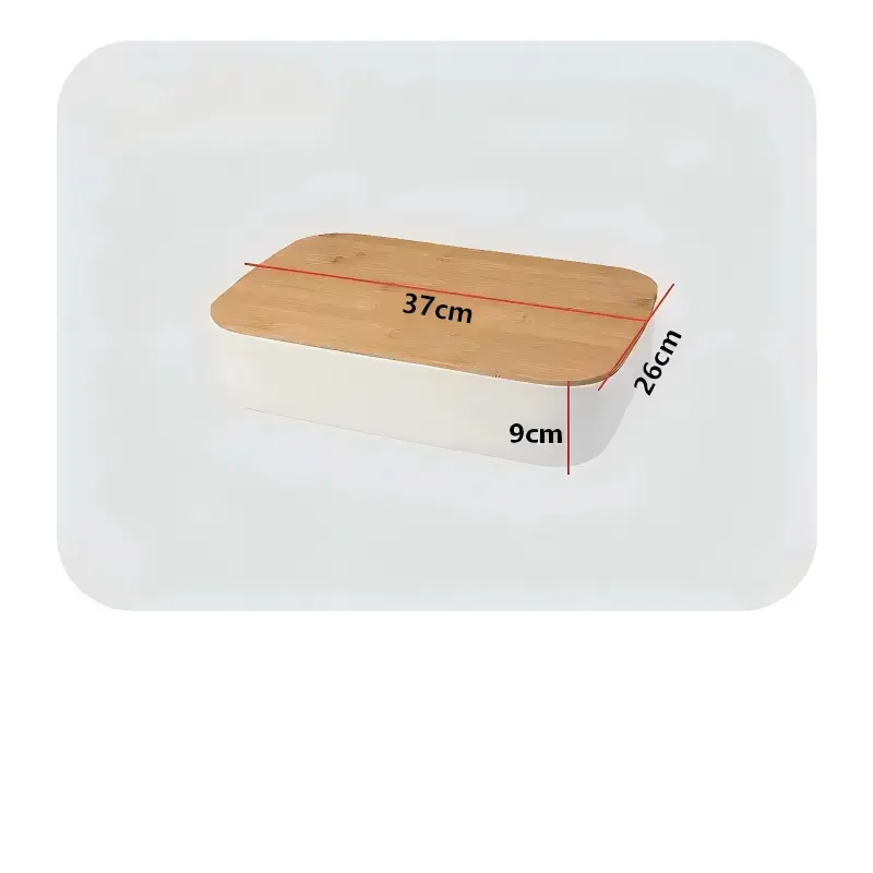 White Tub Storage Box with Bamboo Lid-9