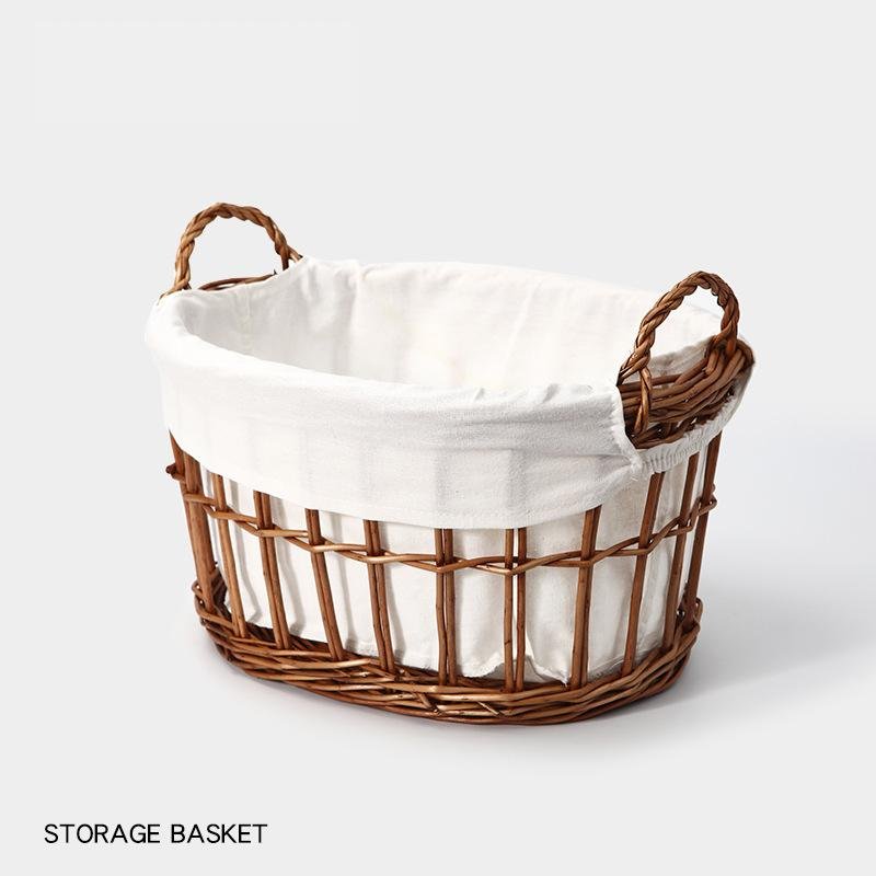 Dark Brown Wicker-style storage basket-2