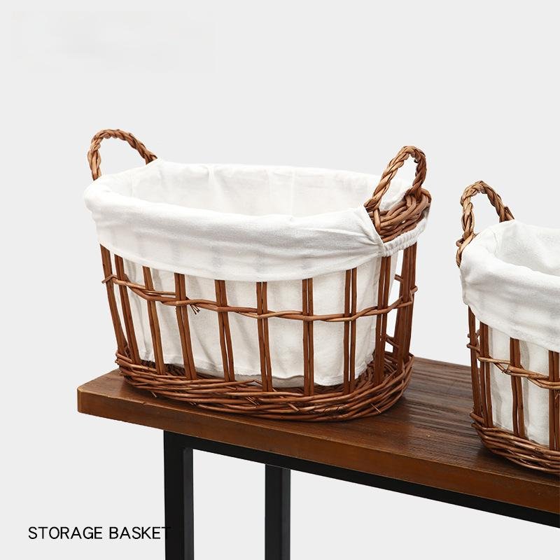 Dark Brown Wicker-style storage basket-4