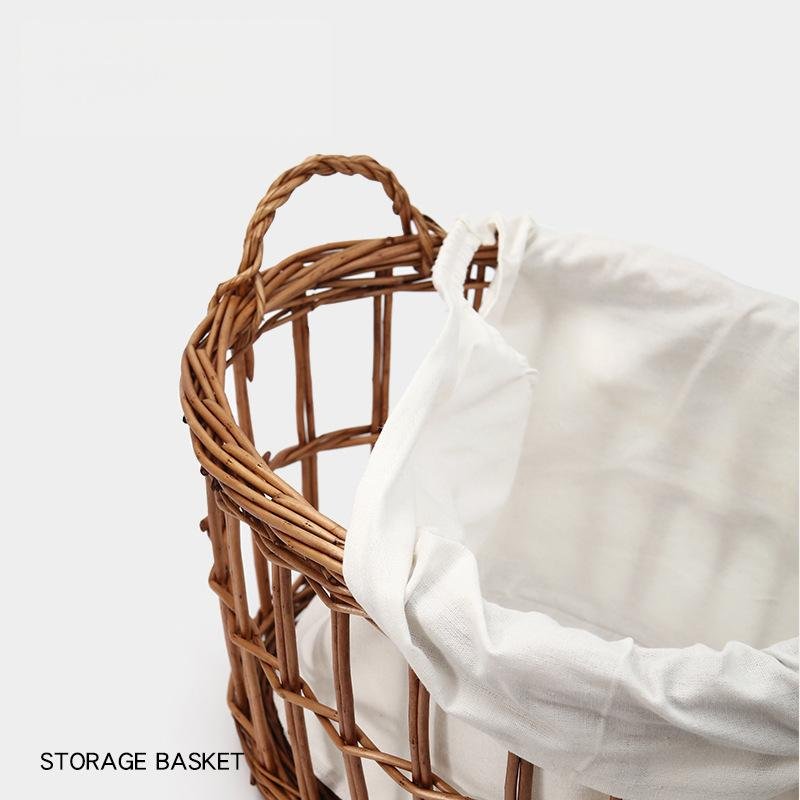Dark Brown Wicker-style storage basket-5
