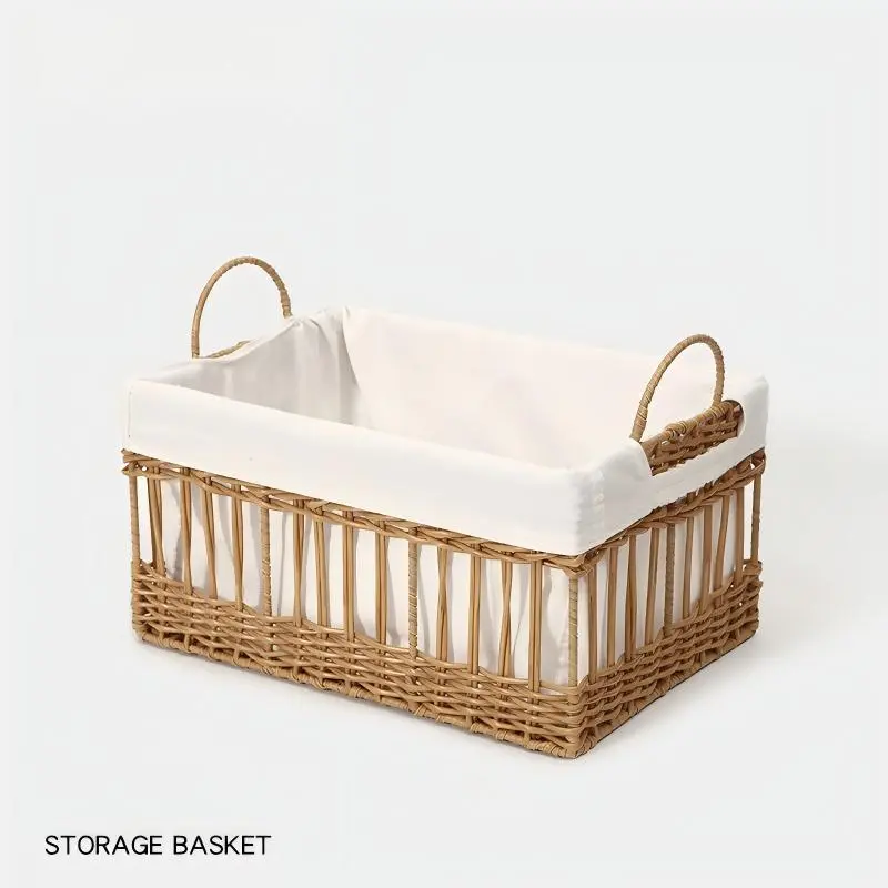 Faux Rattan Storage Basket with Liner