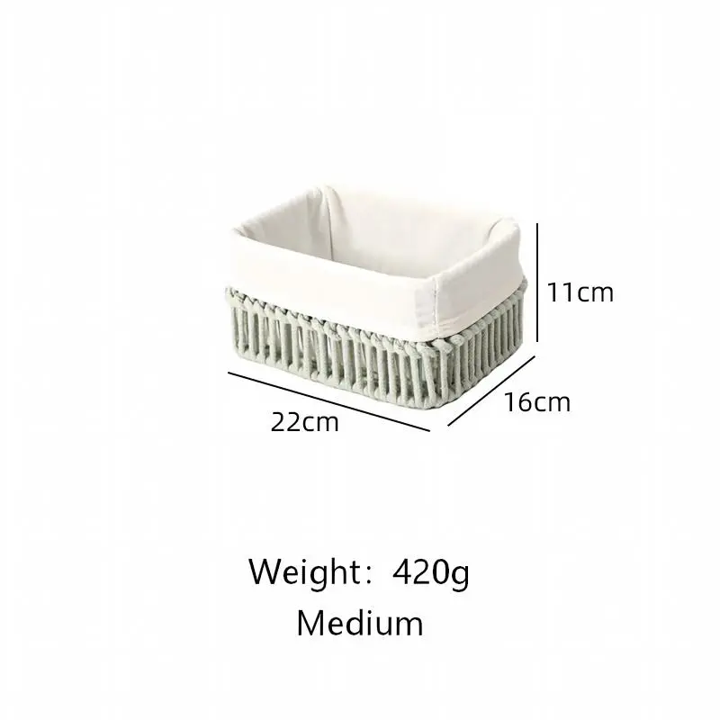 Mint Green Cotton Rope Basket with Liner-10