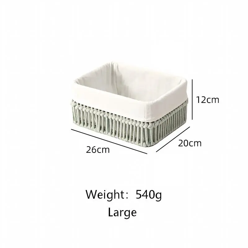Mint Green Cotton Rope Basket with Liner-12