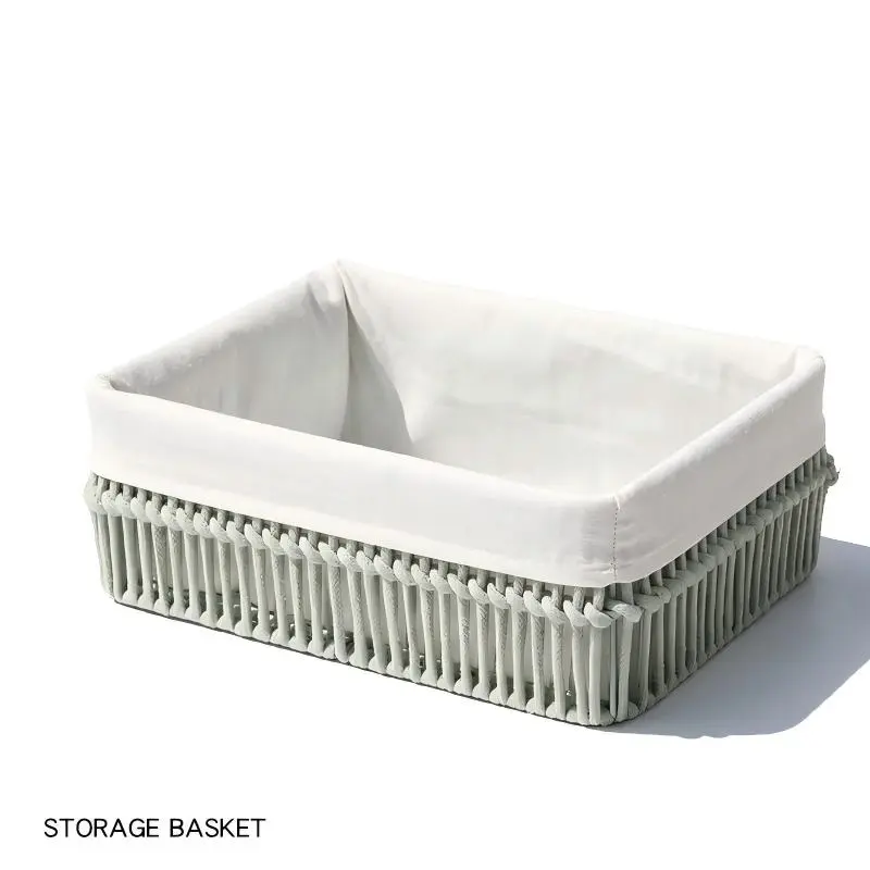Mint Green Cotton Rope Basket with Liner-3