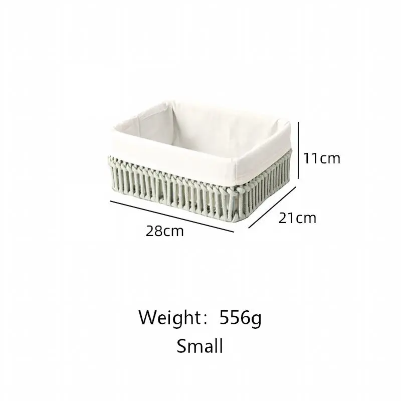 Mint Green Cotton Rope Basket with Liner-6