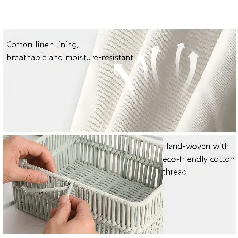 Mint Green Cotton Rope Basket with Liner-9
