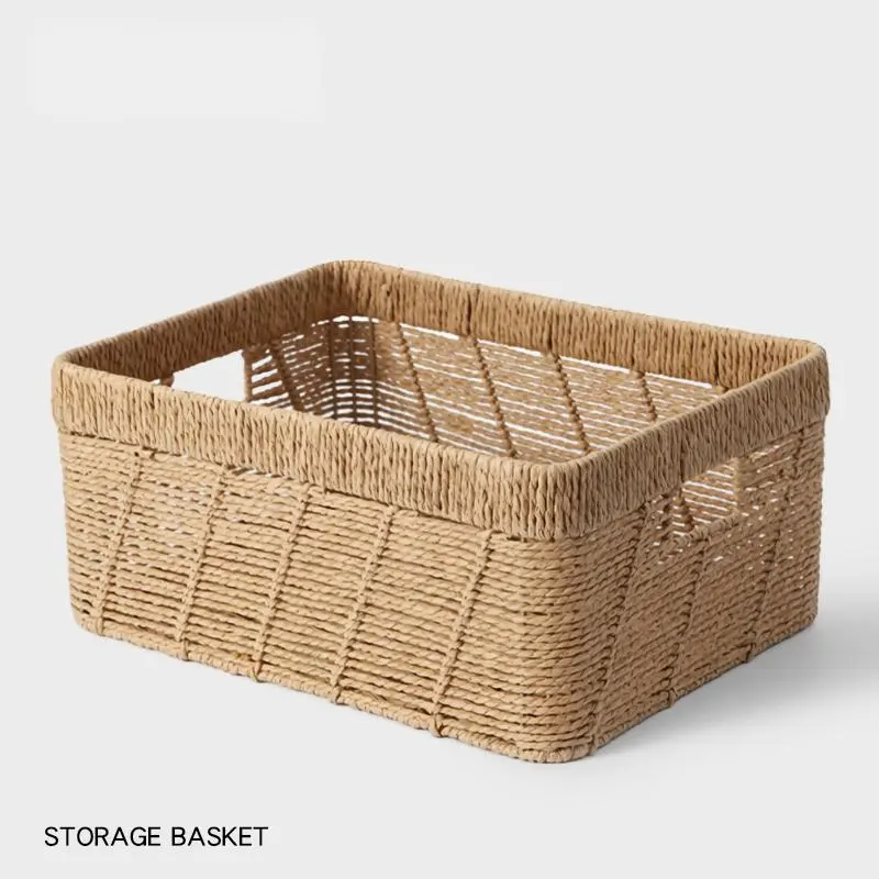 Twill-Weave Paper Rope Storage Basket-1