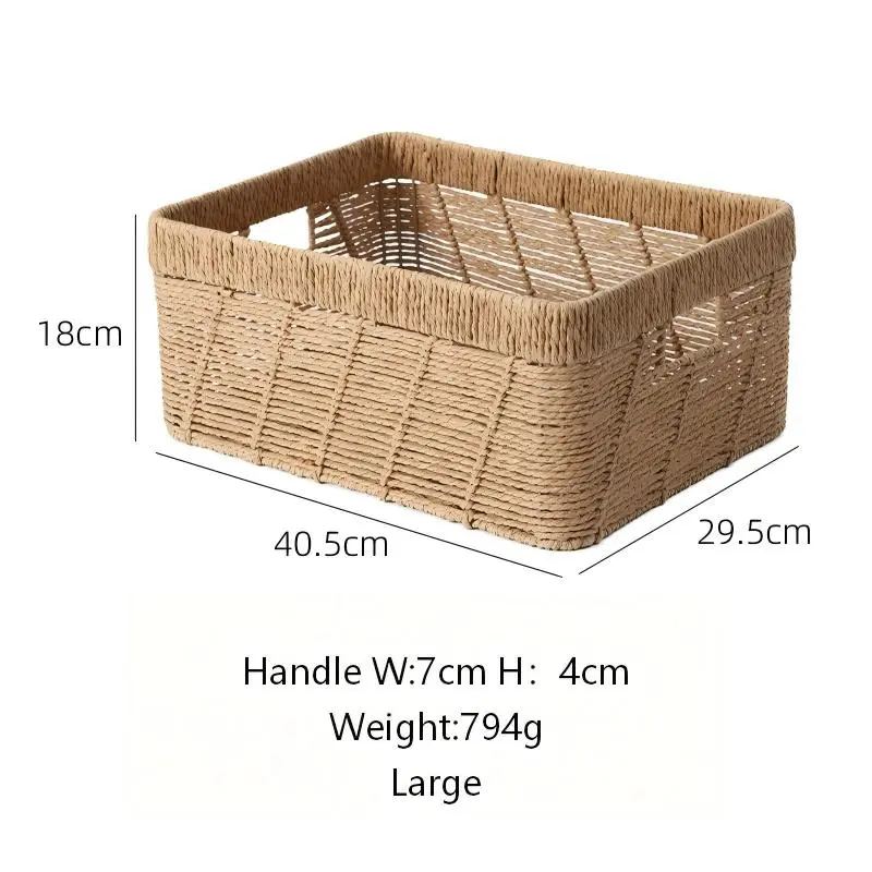 Twill-Weave Paper Rope Storage Basket-12