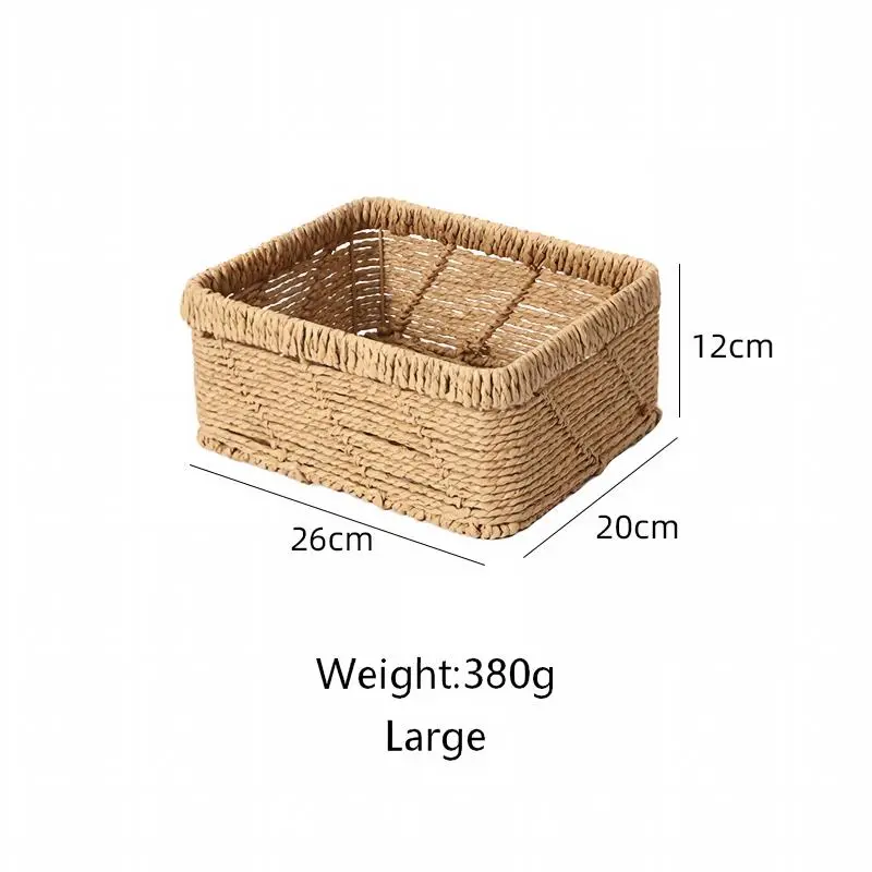 Twill-Weave Paper Rope Storage Basket-13