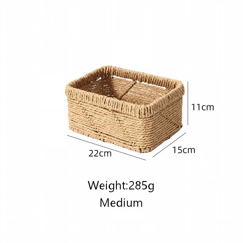Twill-Weave Paper Rope Storage Basket-14