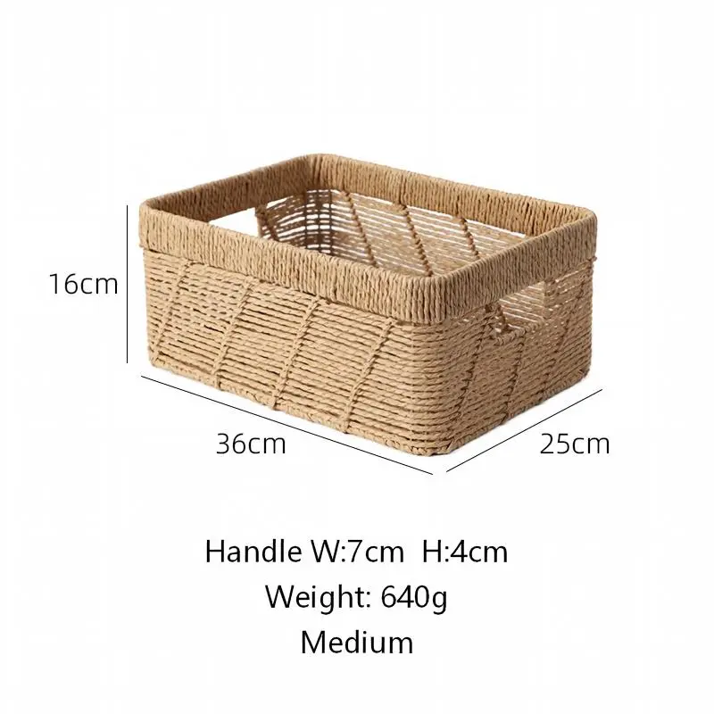 Twill-Weave Paper Rope Storage Basket-15