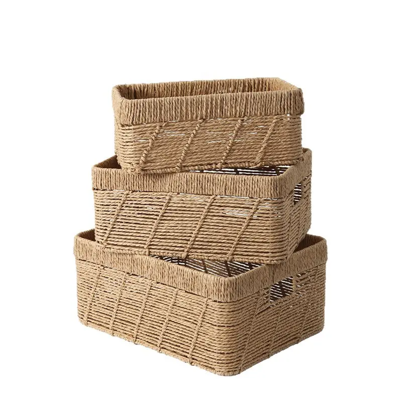Twill-Weave Paper Rope Storage Basket