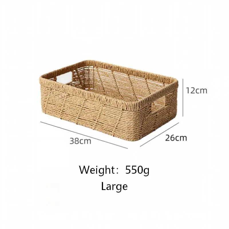 Twill-Weave Paper Rope Storage Basket-3