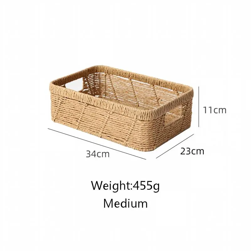 Twill-Weave Paper Rope Storage Basket-4