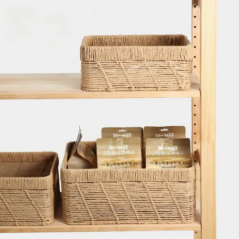 Twill-Weave Paper Rope Storage Basket-8