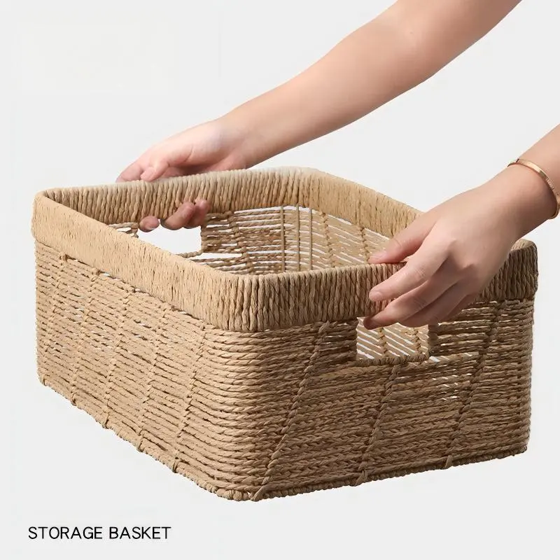 Twill-Weave Paper Rope Storage Basket-9