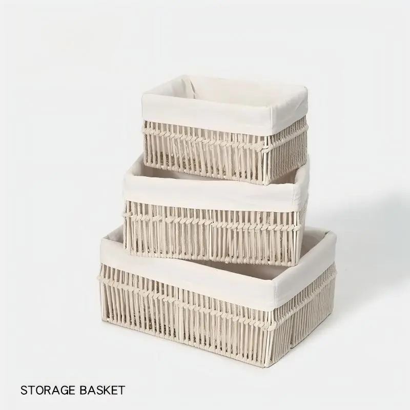 White Cotton Rope Basket with Liner
