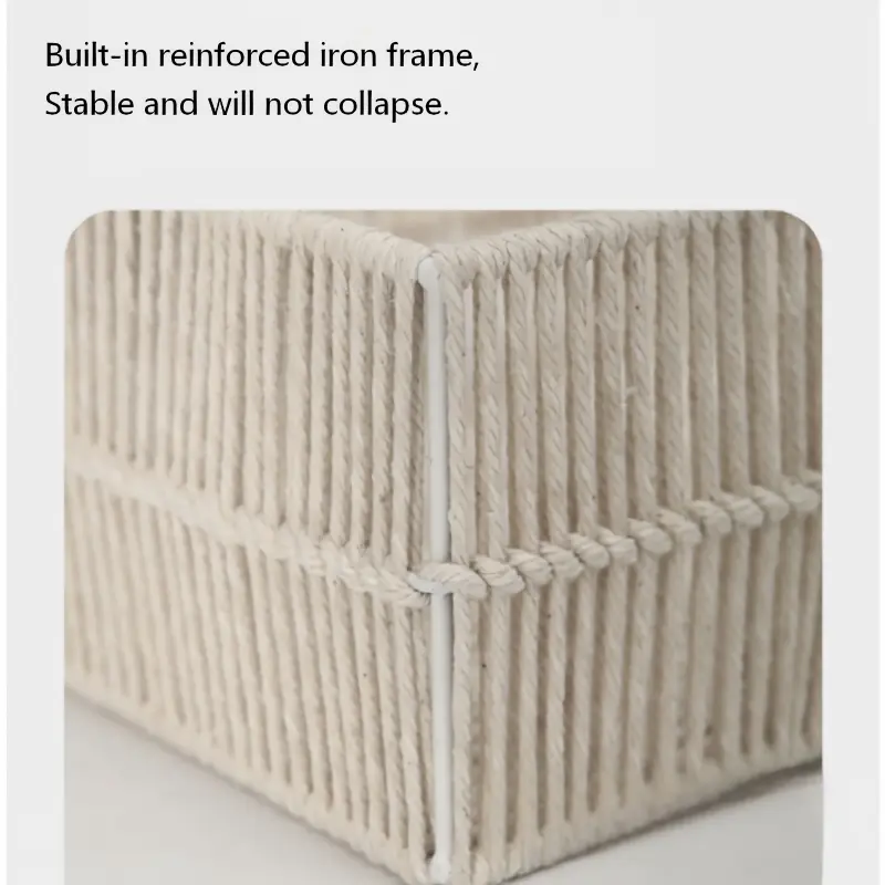 White Cotton Rope Basket with Liner-6 White Cotton Rope Basket with Liner-6