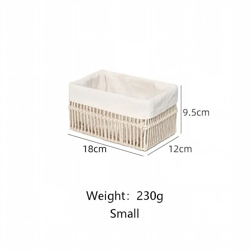White Cotton Rope Basket with Liner-7